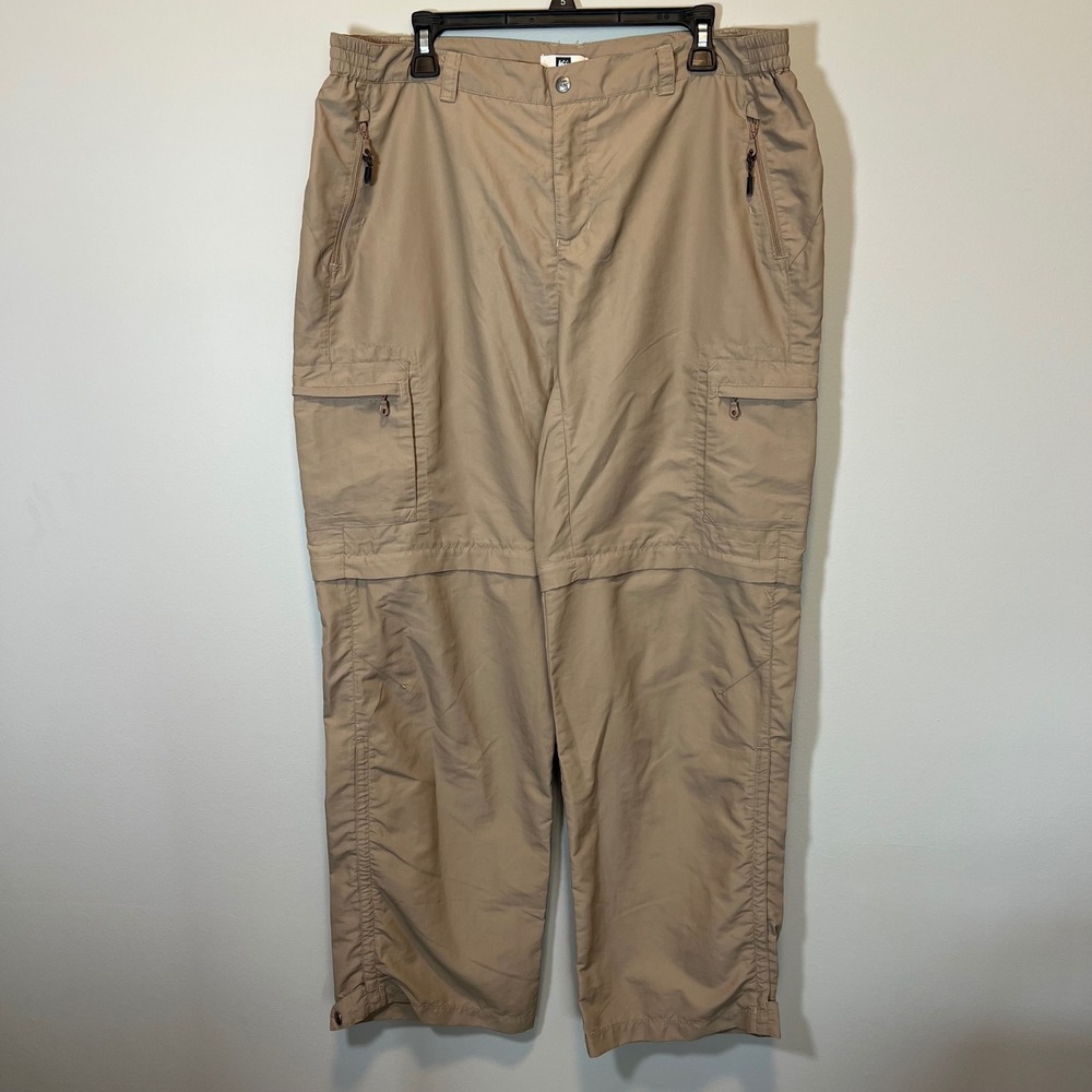 REI Sahara Convertible Hiking Pants Women's 16 Tan Khaki Zip Off Cargo UPF 50+